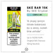 SKE Bar 15K vape in Lemon & Lime, with up to 15,000 puffs, Original SKE Flavour and 20mg nicotine. 