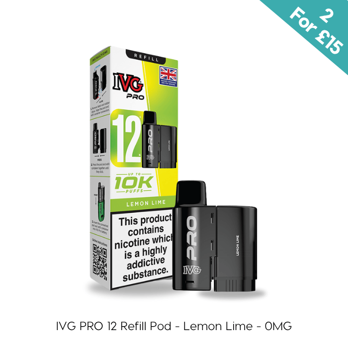 IVG Pro 12 Refill Pod for Lemon Lime flavor on a white background