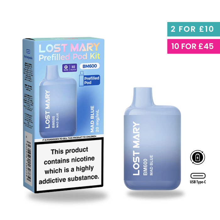 elfbar 600 mad blue | Lost Mary BM600 Prefilled Pod Kit elfbar blau ELF BAR 600 MAD disposable alternative Geschmack:Wassermelonen-Kaugummi