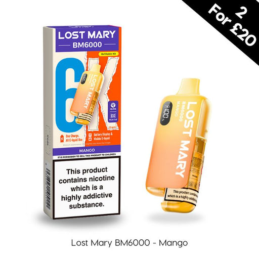 Lost Mary BM6000 Mango Prefilled Pod Kit. 2 for £20.