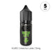 A black bottle labeled Matcha Latte Nic Salt E-Liquid by Kuro with green and white text and a "5mg" circle is shown. This UK-made e-liquid from Riot Squad features nic salt for a smooth vaping experience.