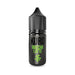 A black bottle labeled Matcha Latte Nic Salt E-Liquid by Kuro, with green and white text and Japanese characters at the bottom, is topped with a ribbed black screw cap. Made in the UK by Riot Squad, this e-liquid contains nic salt for a smooth vaping experience.