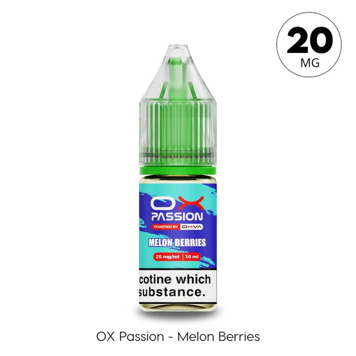 Melon Berries 20mg OX Passion Nic Salt by Oxva. A Tropical Melon and Berry flavoured e-liquid avaialble at Vape Direct in Milton keynes and Buckingham.