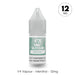 A 10ml bottle of V4 Vapour – Menthol E-Liquid from V4 Vapour, featuring a grey cap and label with "Menthol". A circular icon shows 12 MG. Label text: V4 Vapour – Menthol – 12mg menthol vape juice. Available at Vape Direct In Milton Keynes