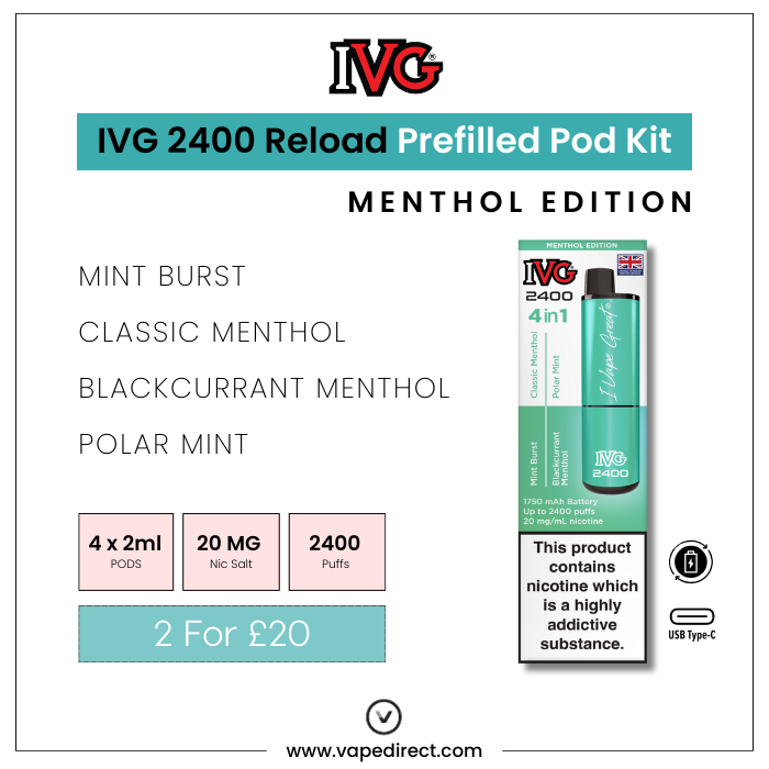 Menthol Edition IVG 2400 Prefilled Pod Kit | Vape Direct Menthol Edition IVG 2400 Prefilled Pod Kit | Vape Direct