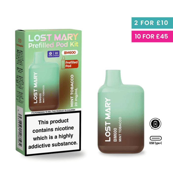 lost mary vape nicotine Mint Tobacco Lost Mary BM600 Pod Kit lost mary vape nicotine Mint Tobacco Lost Mary BM600 Pod Kit