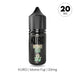 A black bottle labeled Momo Fuji Nic Salt E-Liquid by Kuro, featuring Japanese characters and a black cap, displays "20 MG" in a circle. Text below reads Riot Squad | Momo Fuji Nic Salt E-Liquid by Kuro | 20mg, highlighting this Japanese peach vape nic salt e-liquid.
