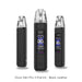 The Oxva Xlim Pro 3 Pod Kit in Black Leather. Three detailed views from different angles highlight its modern design and integrated 1 inch HD digital display, which provides clear, easy-to-read information.