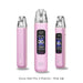 The Oxva Xlim Pro 3 Pod Kit in Pink Silk. Three detailed views from different angles highlight its modern design and integrated 1 inch HD digital display, which provides clear, easy-to-read information.