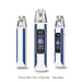 The Oxva Xlim Pro 3 Pod Kit in Sky Blue. Three detailed views from different angles highlight its modern design and integrated 1 inch HD digital display, which provides clear, easy-to-read information.