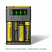Nitecore i4 battery charger with 18650 cells inserted