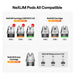 OXVA NeXlim 2 Mini pod compatibility chart showing which NeXlim pods fit the device