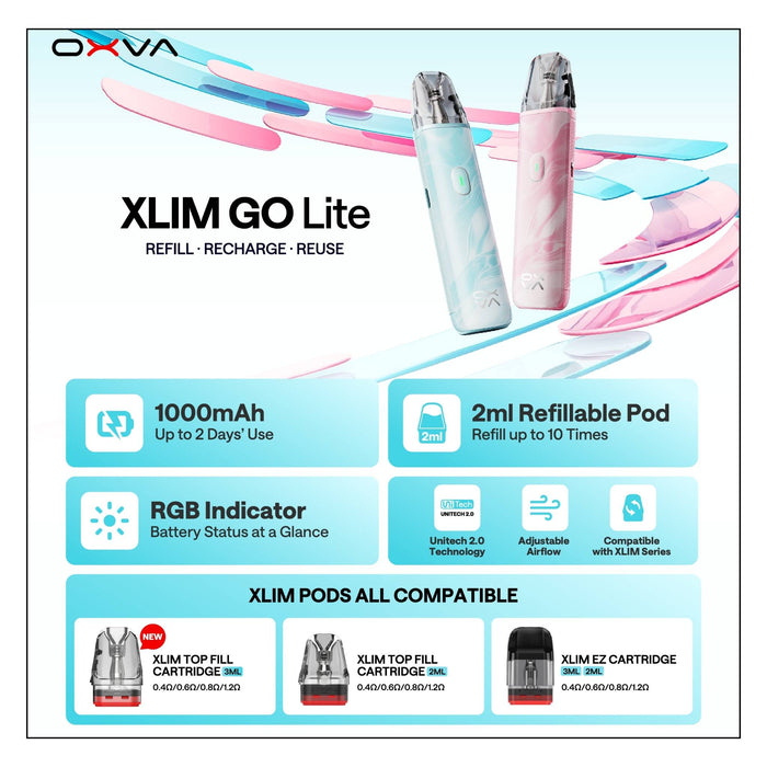 OXVA Xlim Go Lite Vape Kit | 1000mAh MTL Pod Kit | Vape Direct OXVA Xlim Go Lite Vape Kit | 1000mAh MTL Pod Kit | Vape Direct