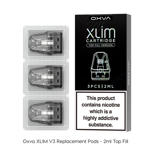 Oxva XLIM V3 replacement pods 2ml top fill design.