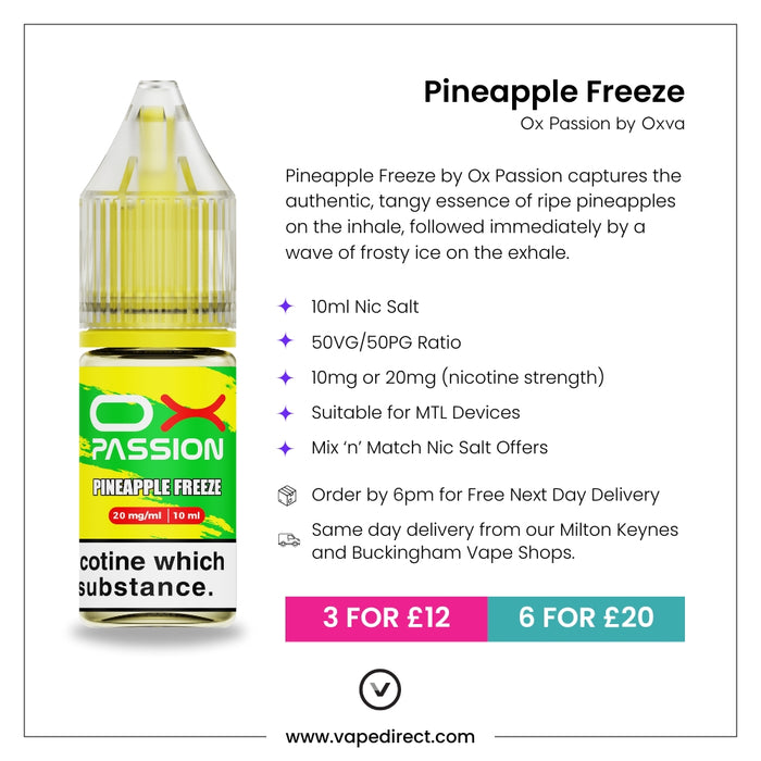 Pineapple Freeze Ox Passion nic salt flavour description and key features