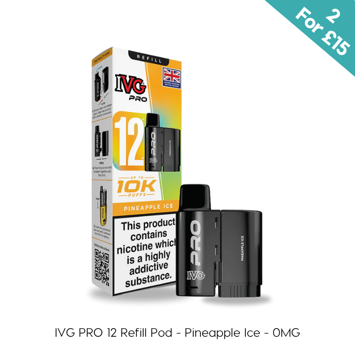 IVG PRO 12 Refill Pod Pineapple Ice with packaging on a white background