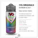 IVG Originals Rainbow Blast 100ml e-liquid bottle with product details, flavour description Free UK Delivery and same day delivery in milton keynes.