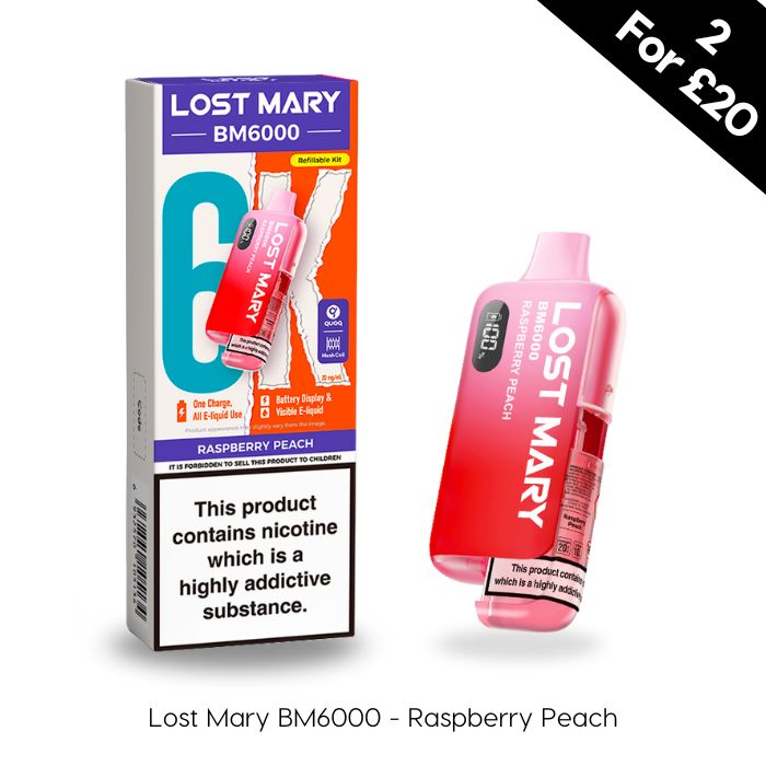 Raspberry Peach | Lost Mary BM6000 Prefilled Kit | Vape Direct Raspberry Peach | Lost Mary BM6000 Prefilled Kit | Vape Direct