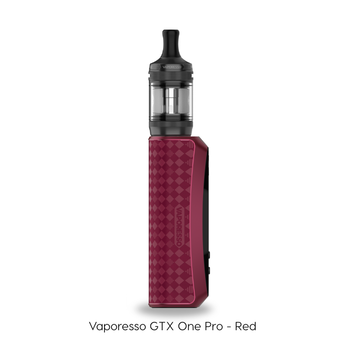 Red Vaporesso GTX One Pro vaping device on a white background