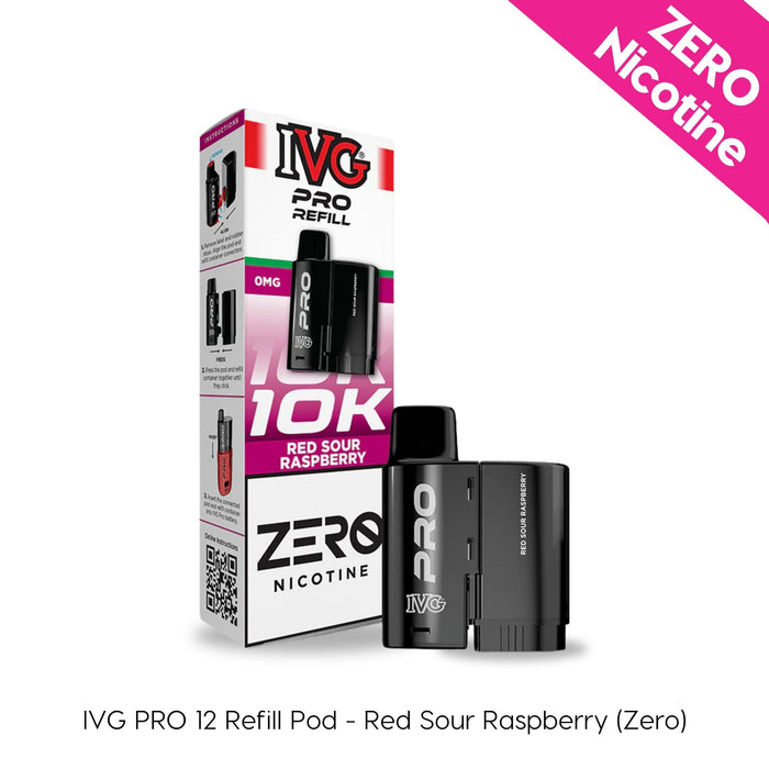 Red Sour Raspberry - Zero Nic - IVG PRO 12 Pods