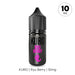 A sleek black bottle from Riot Squad, featuring the Ryu Berry Nic Salt E-Liquid by Kuro, displays bold pink text and a distinctive dragon symbol. The label highlights "10 MG" in a circle at the top right and lists KURO | Ryu Berry | 10mg below the bottle. This UK-made vape juice expertly blends robust berry flavours with smooth dragon fruit e-liquid, making it an ideal choice for fans of Ryu Berry nic salt.