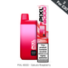 A pink gradient vape device labeled PIXL 8000 with a box, flavor sakura raspberry