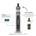 Vaporesso GTX One Pro silver vape device with features highlighted on a white background