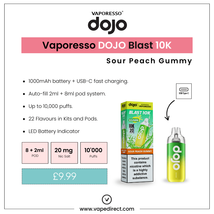 dojo vape pods flavours Sour Peach Gummy Dojo 10K Vape Kit dojo vape pods flavours Sour Peach Gummy Dojo 10K Vape Kit
