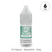 A 10ml bottle of V4 Vapour - Spearmint E-Liquid, featuring a 6MG nicotine label, green design, and menthol vape juice flavor from V4 Vapour. Available at Vape Direct In Milton Keynes