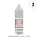 A compact 10ml V4 Vapour - Strawberries & Cream E-Liquid bottle from V4 Vapour, featuring a light pink label, clear cap, and a 3mg nicotine strength badge in the top right corner. Available at Vape Direct In Milton Keynes
