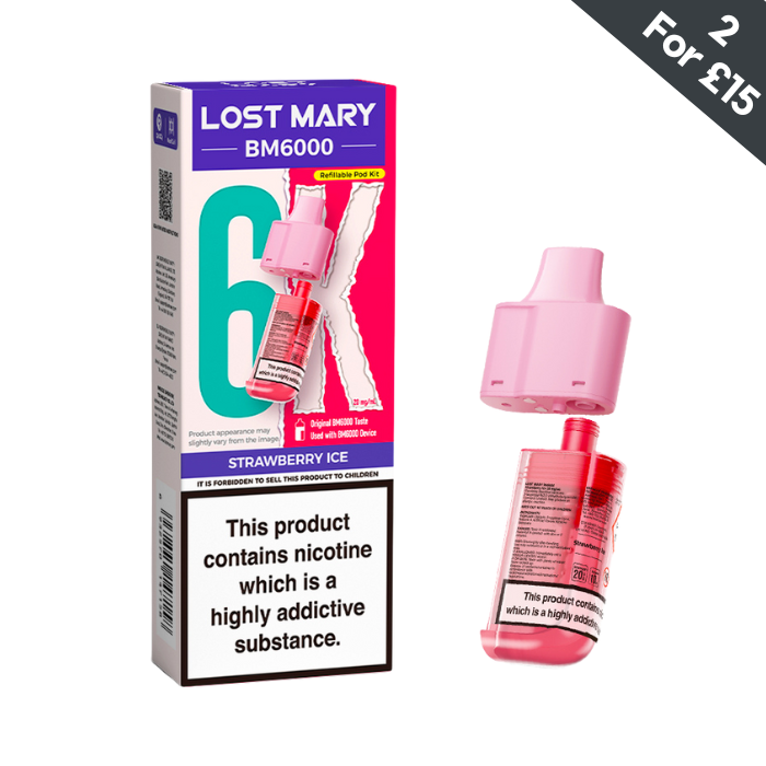 Strawberry Ice - Lost Mary BM6000 POD | Vape Direct Strawberry Ice - Lost Mary BM6000 POD | Vape Direct