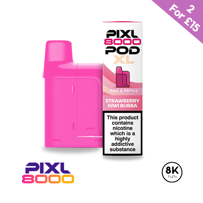 Pixl 8000 Pre filled pod strawbery Kiwi Bubblegum