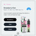 A Hayati Strawberry Kiwi Pro Max Plus Vape Kit box and vape pen, displaying its product description, ingredient tags, and a nicotine health warning on a light background. This Hayati vape kit delivers up to 6000 puffs of bright, refreshing Strawberry Kiwi flavor.