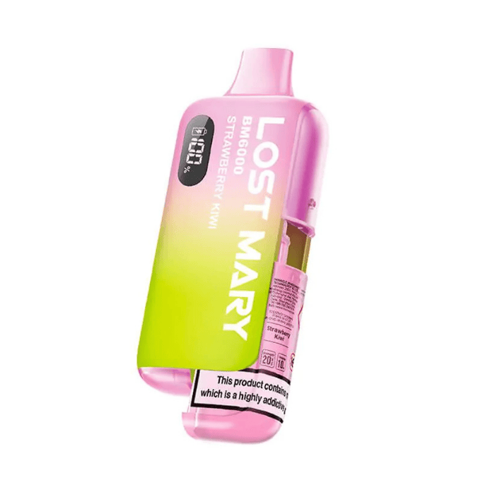 Strawberry Kiwi Lost Mary BM6000 pod kit device with OLED display