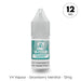 V4 Vapour - Strawberry Menthol 10ml E-Liquid comes in a childproof bottle, labeled 12mg nicotine strength. The aqua label by V4 Vapour highlights product details and this refreshing menthol vape flavor. Available at Vape Direct In Milton Keynes