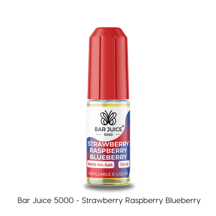 Strawberry Raspberry Blueberry nic salt e-liquid by bar juice 5000 in 10ml bottle. 