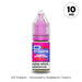10ml bottle of Ox Passion Strawberry Raspberry Cherry Nic Salt E-liquid by Oxva in a 10mg nicotine strength.