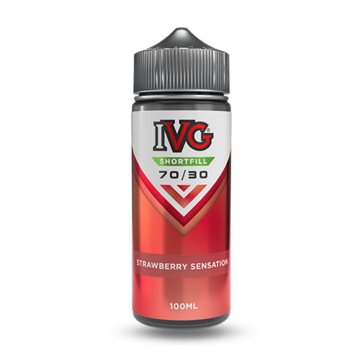 IVG Strawberry Sensation e-liquid bottle on a white background