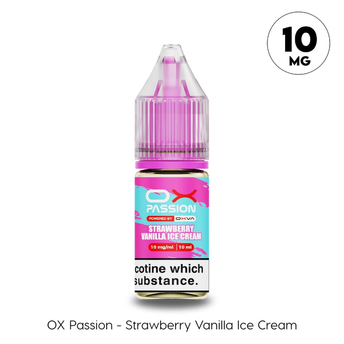 Ox Passion Strawberry Vanilla Ice Cream 10mg Nic Salt E-liquid by Oxva.