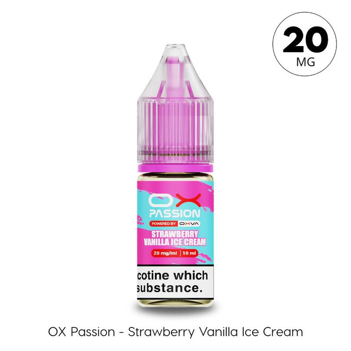 Ox Passion Strawberry Vanilla Ice Cream 20mg Nic Salt E-liquid by Oxva.