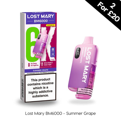 Lost Mary BM6000 Pre Filled Pod Kit in Grape Flavour with 2 for £20 Multi Buy Offer.