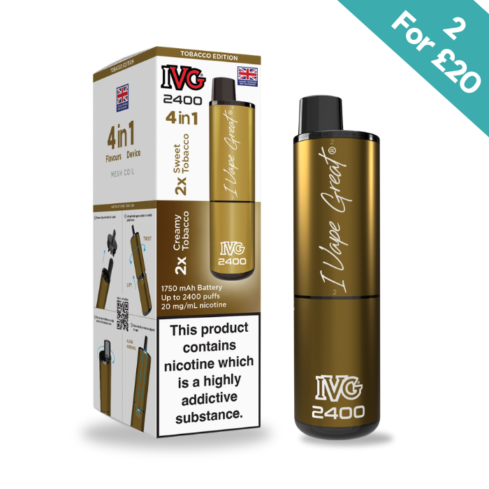 IVG 2400 vape device and packaging on a white background