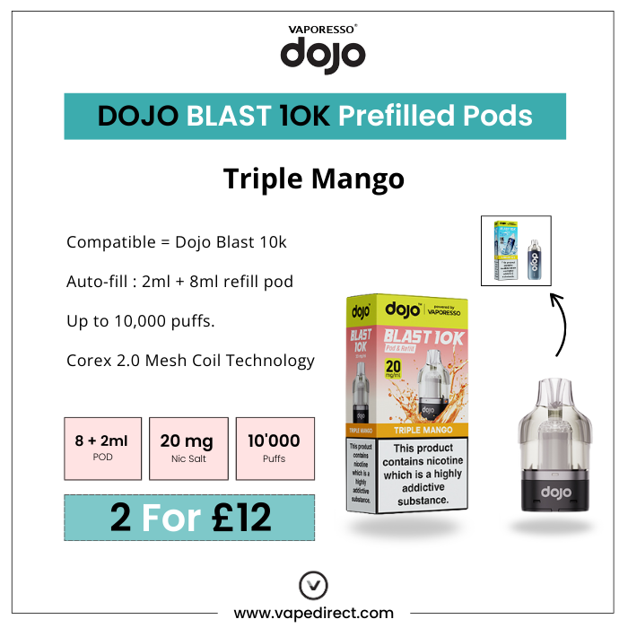 Triple Mango Dojo 10K Vape Pods | Vape Direct Triple Mango Dojo 10K Vape Pods | Vape Direct