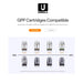 UWELL Caliburn GPP refillable pods in 2ml and 3ml with side-fill design and built-in mesh coil