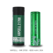 Two green Vapcell batteries on a white background