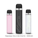 Vaporesso Xros 6 Mini 1650mAh vape pod kit in Plume Pink, Black and Plume White