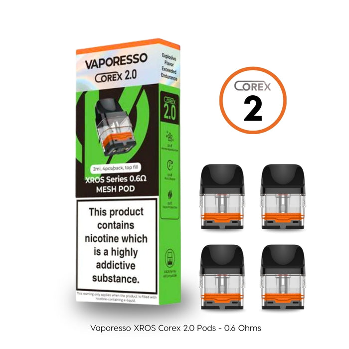 Vaporesso 0.6 ohm xros pods corex 2 at Vape Direct Milton Keynes.