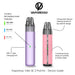 Vaporesso Vibe SE 2 device guide showing the tri-colour LED battery indicator, USB-C charging port, top-fill pod and combined power mode and airflow slider