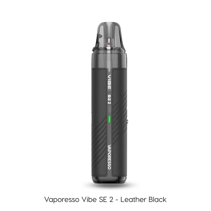 Vaporesso Vibe SE 2 pod kit in Leather Black with a textured leather wrap