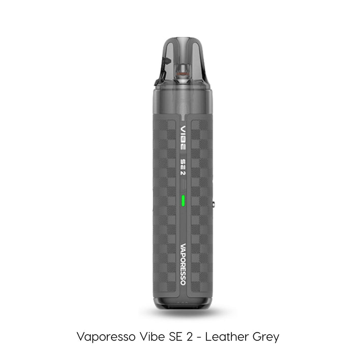 Vaporesso Vibe SE 2 pod kit in Leather Grey with a woven leather texture